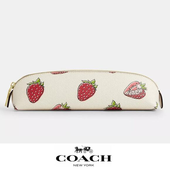 🍓Coach Pencil Case With Strawberry Print - Picture 1 of 10